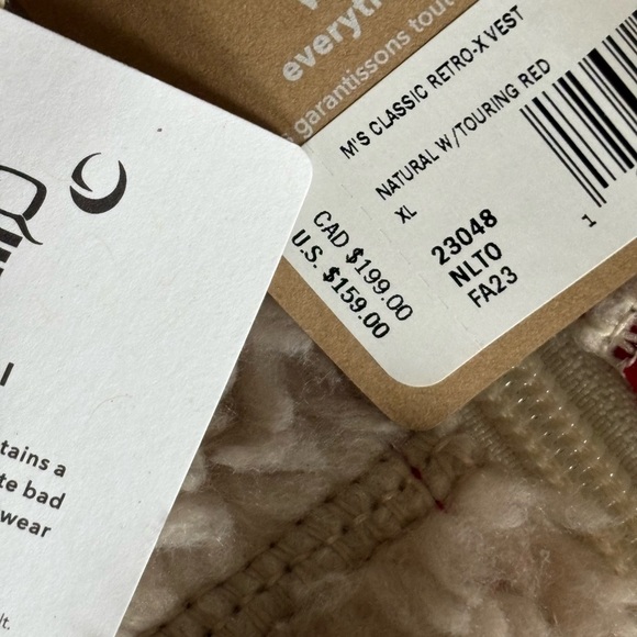 NWT Patagonia Men’s Retro X Fleece Vest Natural & Touring Red Size XL Jacket NEW - Picture 7 of 7